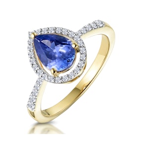 Tanzanite and Diamond Pear Halo Ring in 18K Gold - Asteria Collection