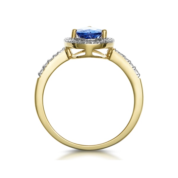 Tanzanite and Diamond Pear Halo Ring in 18K Gold - Asteria Collection - Image 3