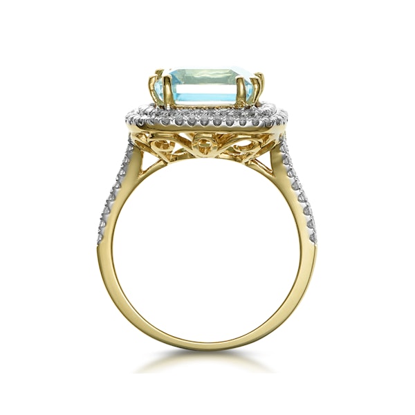 4.7ct Blue Topaz and Diamond Shoulders Asteria Ring in 18K Gold - Image 3