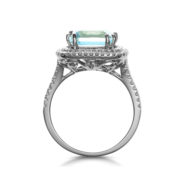4.7ct Blue Topaz and Diamond Shoulders Asteria Ring in 18K White Gold - Image 3