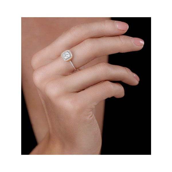 Diamond and Pink Diamond Square Halo Ring 18KW - Asteria Collection - Image 2