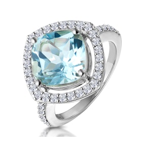 5.40ct Blue Topaz and Diamond Asteria Statement Ring in 18KW Gold