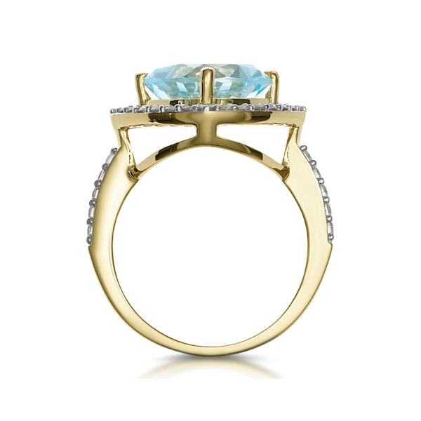 5.40ct Blue Topaz and Lab Diamond Asteria Statement Ring in 9K Gold - Image 3