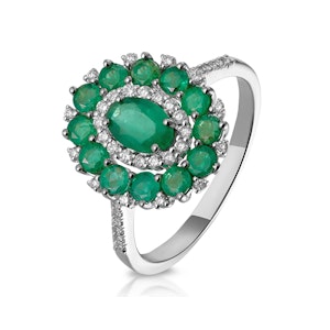 1.35ct Emerald Lab Diamond Halo Ring in 9K White Gold - Asteria