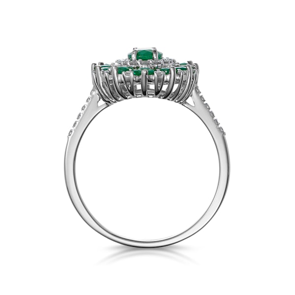 1.35ct Emerald Asteria Collection Diamond Halo Ring in 18K White Gold - Image 2