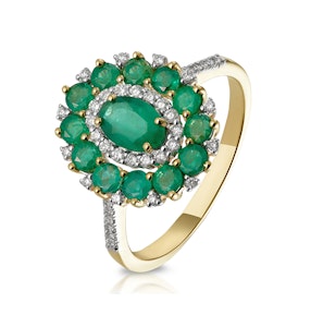 1.35ct Emerald Asteria Collection Lab Diamond Halo Ring in 9K Gold