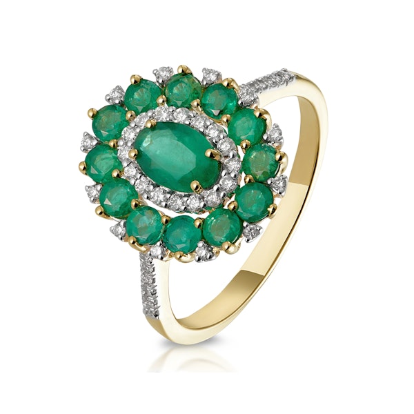 1.35ct Emerald Asteria Collection Lab Diamond Halo Ring in 9K Gold - Image 1
