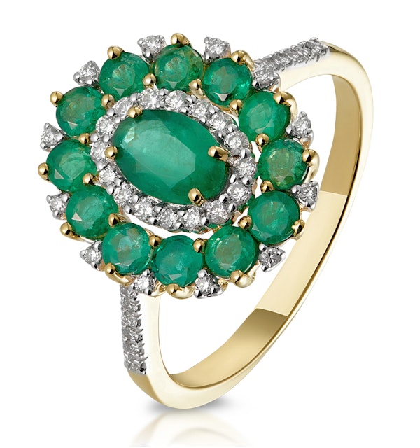 1.35ct Emerald Asteria Collection Diamond Halo Ring in 18K Gold - image 1