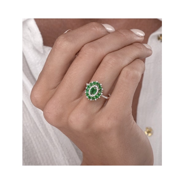1.35ct Emerald Asteria Collection Diamond Halo Ring in 18K White Gold - Image 3