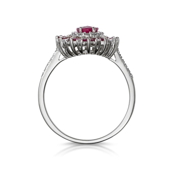1.55ct Ruby Asteria Collection Diamond Halo Ring in 18K White Gold - Image 2