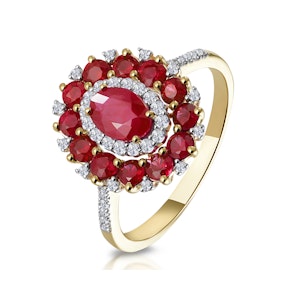 1.55ct Ruby Asteria Collection Diamond Halo Ring in 18K Gold