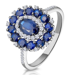 1.55ct Sapphire Asteria Diamond Halo Ring in 18K White Gold