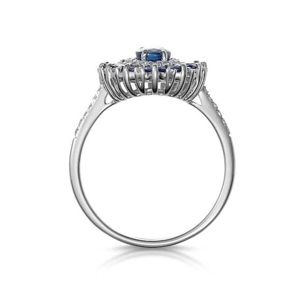 1.55ct Sapphire Lab Diamond Halo Ring in 9K White Gold - Asteria - Image 2