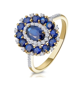 1.55ct Sapphire Asteria Collection Lab Diamond Halo Ring in 9K Gold