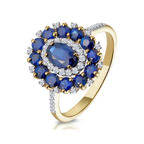 1.55ct Sapphire Asteria Collection Lab Diamond Halo Ring in 9K Gold - Image 1