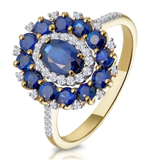 1.55ct Sapphire Asteria Collection Lab Diamond Halo Ring in 9K Gold