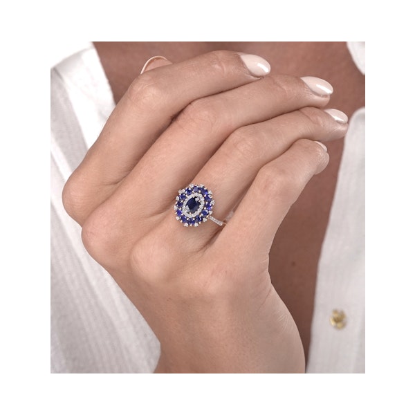 1.55ct Sapphire Lab Diamond Halo Ring in 9K White Gold - Asteria - Image 3