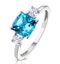 2.50ct Cushion Cut Blue Topaz Diamond Asteria Ring in 18K White Gold - image 1