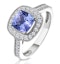 1.60ct Cushion Tanzanite Diamond Halo Asteria Ring in 18K White Gold - image 1