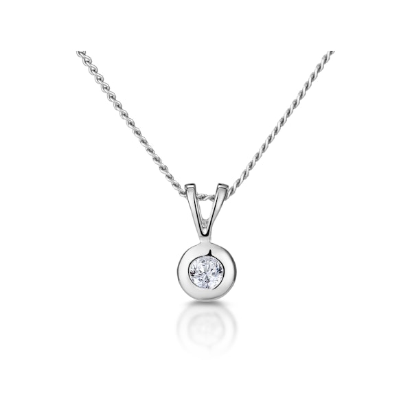Lab Diamond Solitaire Pendant Necklace 0.05CT in 9K White Gold - Image 1