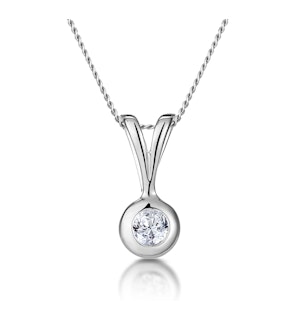 Lab Diamond Solitaire Pendant Necklace 0.10CT in 9K White Gold
