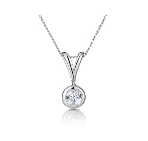Lab Diamond Solitaire Pendant Necklace 0.15CT in 9K White Gold