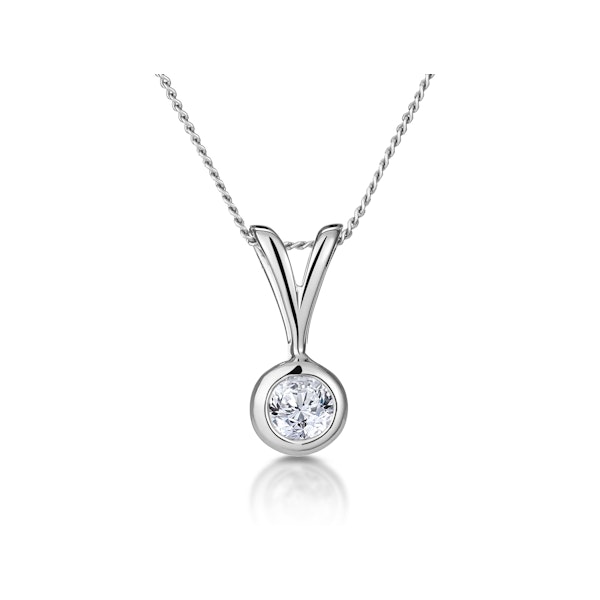 Lab Diamond Solitaire Pendant Necklace 0.15CT in 9K White Gold - Image 1
