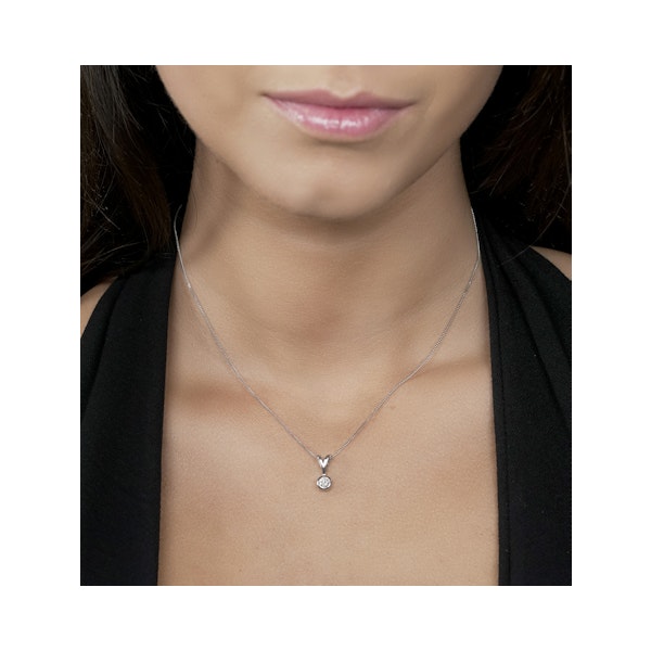 Lab Diamond Solitaire Pendant Necklace 0.15CT in 9K White Gold - Image 2
