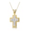 Diamond Cross Necklace with Straight Edges in 9K Gold - image 1