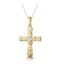 Diamond Inlaid Cross Necklace with Centre Flower in 9K Gold - image 1