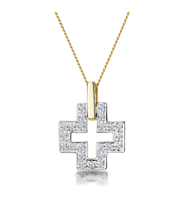 0.19ct Diamond Pave Cross Necklace in 9K Gold - image 1