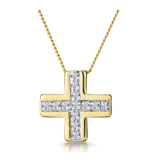 0.21ct Diamond Pave Inlaid Cross Necklace in 9K Gold - image 1