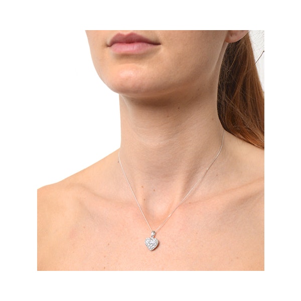 Diamond 0.47ct Heart Pendant Necklace 9K White Gold - Image 2