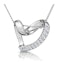 Heart Pendant Necklace 0.10ct Diamond 9K White Gold - image 1