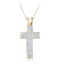 Half Carat Diamond Pave Cross Necklace in 9K Gold - image 1