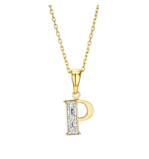 9K Gold Diamond Initial Pendant - Letter 'P'