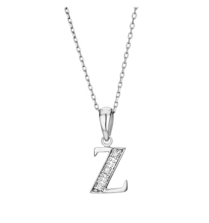 9K White Gold Diamond Initial Pendant - Letter 'Z'