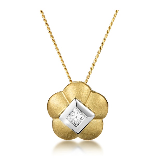 Diamond Centre Flower Slider Necklace in 9K Gold - image 1