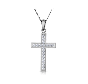 Cross Pendant Necklace 0.25CT Diamond in 9K White Gold
