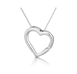 Heart Pendant Necklace 0.03ct Diamond 18K White Gold