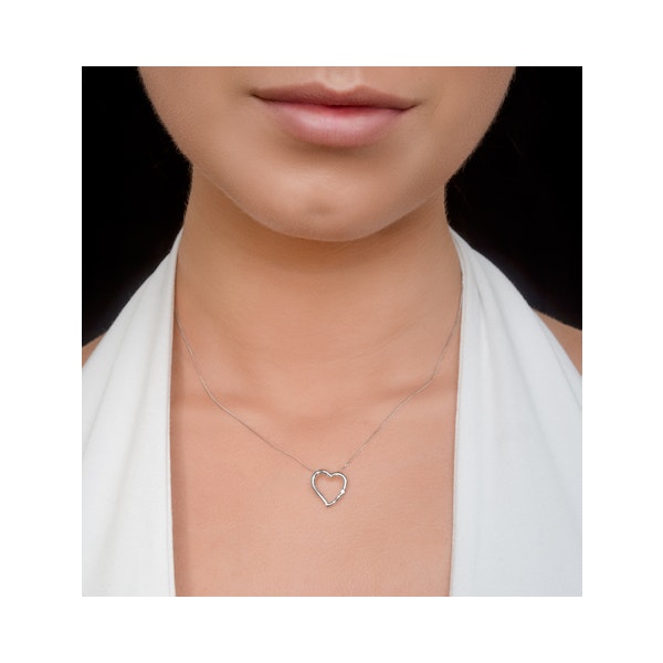 Heart Pendant Necklace 0.03ct Diamond 18K White Gold - Image 2