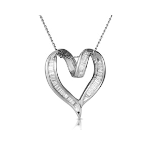 Heart Pendant Necklace 0.33ct Diamond 9K White Gold