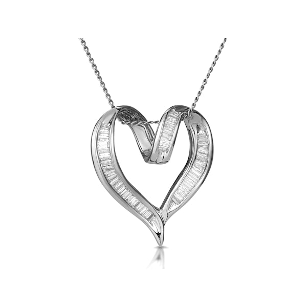 Heart Pendant Necklace 0.33ct Diamond 9K White Gold - Image 1