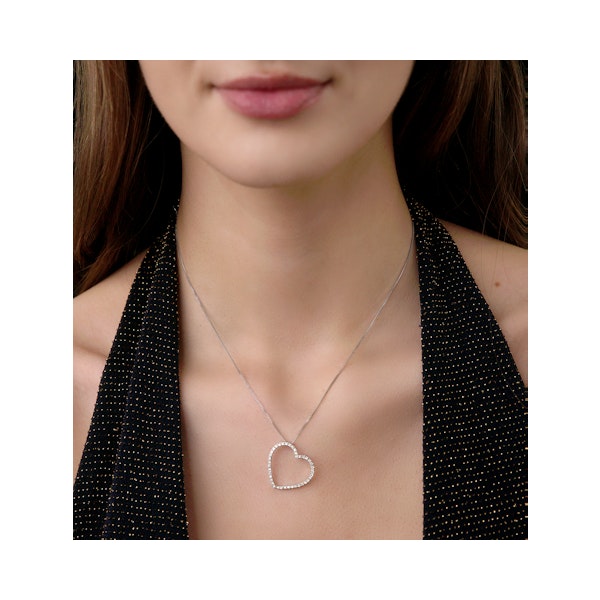 Heart Pendant Necklace 0.30ct Diamond 9K White Gold - Image 2