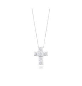 9K White Gold Diamond Cross Pendant (0.56ct)
