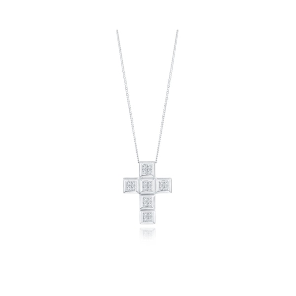 9K White Gold Diamond Cross Pendant (0.56ct) - Image 1