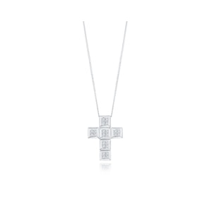 9K White Gold Diamond Cross Pendant (0.56ct)