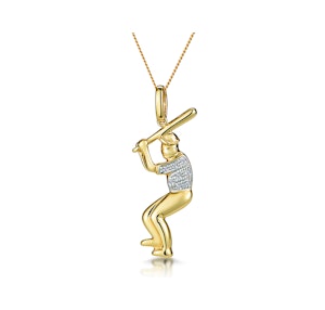 0.02ct Diamond Pave Baseball Player Necklace in 9K Gold