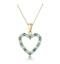 Emerald 0.54CT And Diamond 9K Yellow Gold Heart Pendant Necklace - image 1