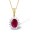 Ruby 7 x 5mm And Diamond 9K Gold Pendant Necklace - image 1